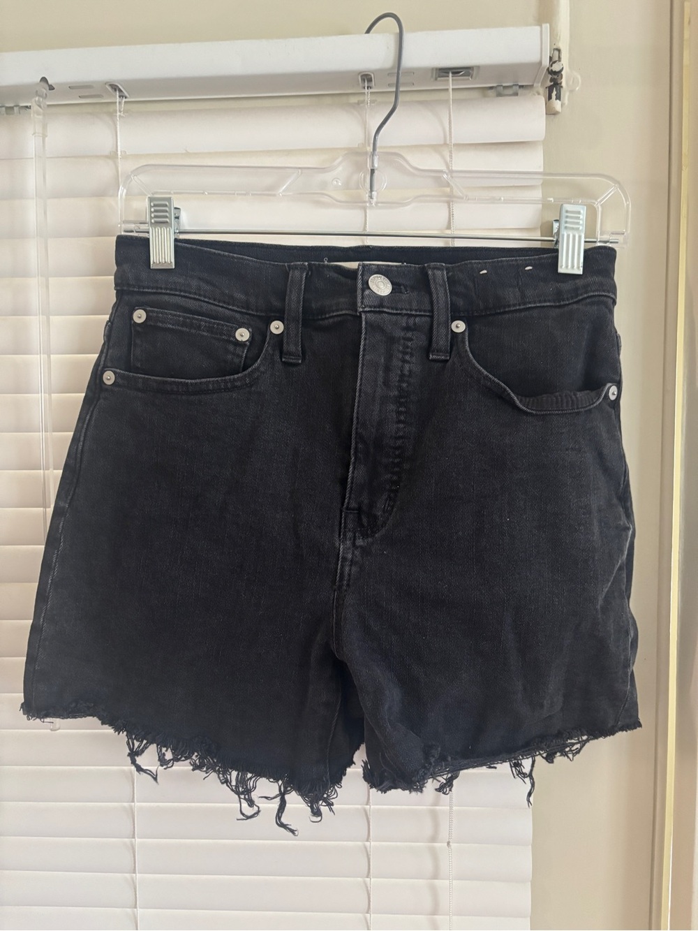 Madewell high rise black denim shorts